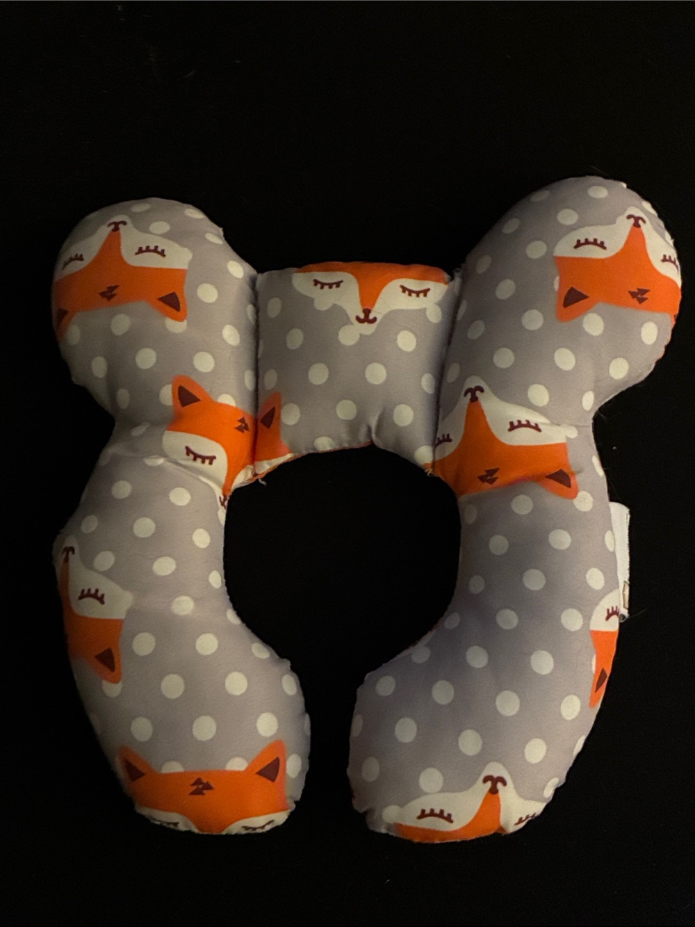 Gray & Orange Fox Polka-Dot Kids Neck Pillow - Plush Support
